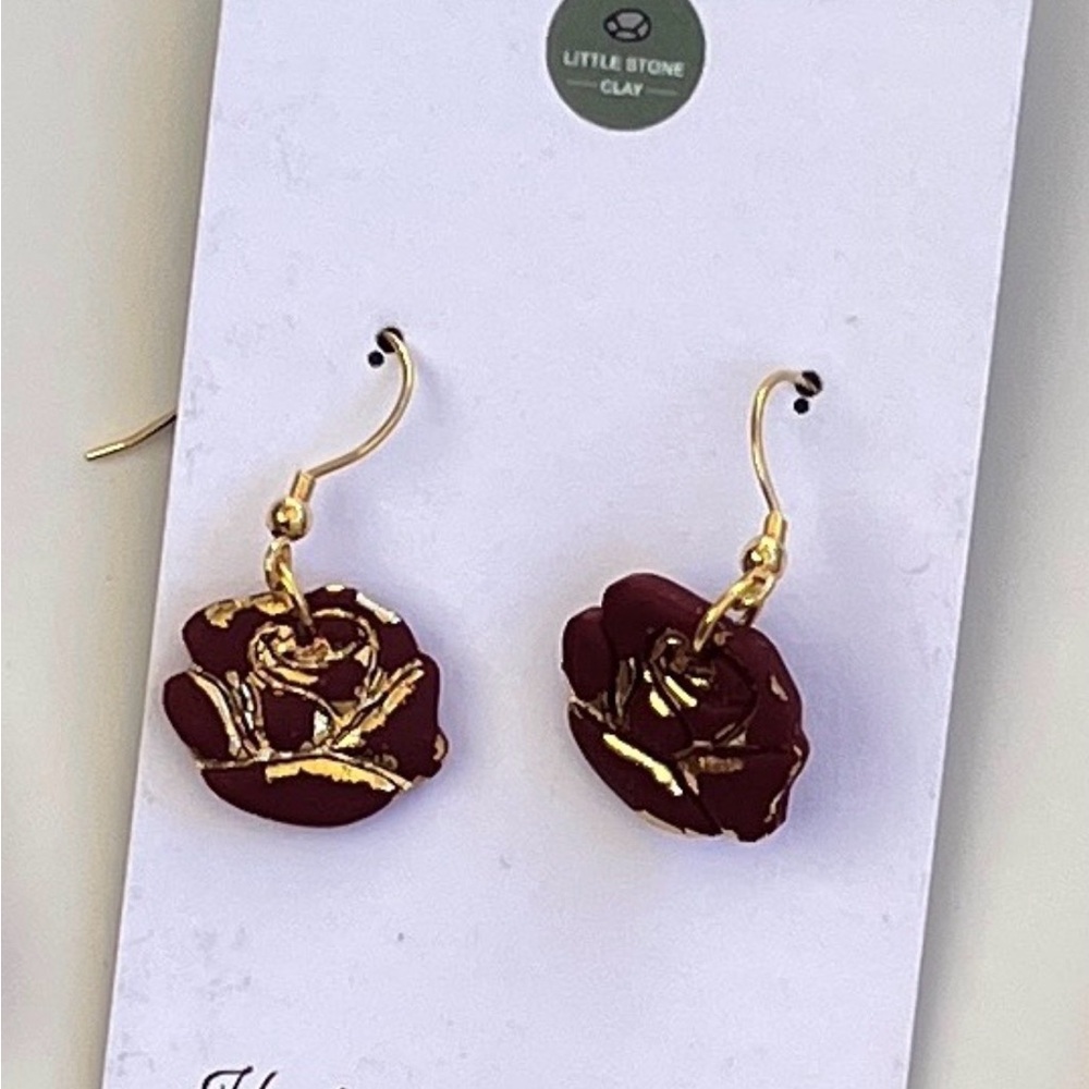 Little Stone Clay Rose earrings